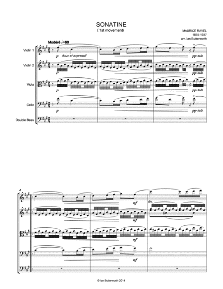 RAVEL Sonatine (1st movement) fro string orchestra String Orchestra scores gallery preview page 2