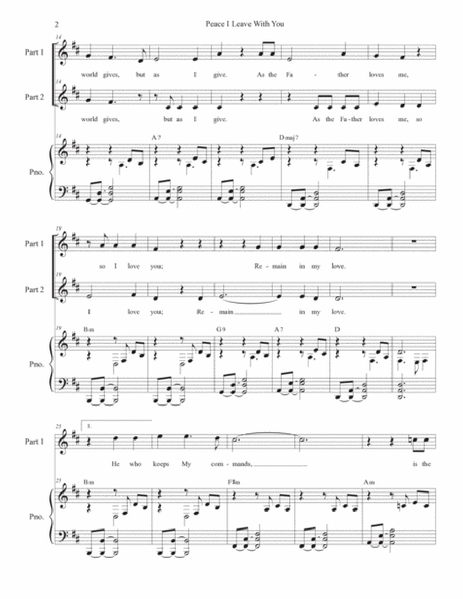 Peace I Leave With You (2-part choir) image number null