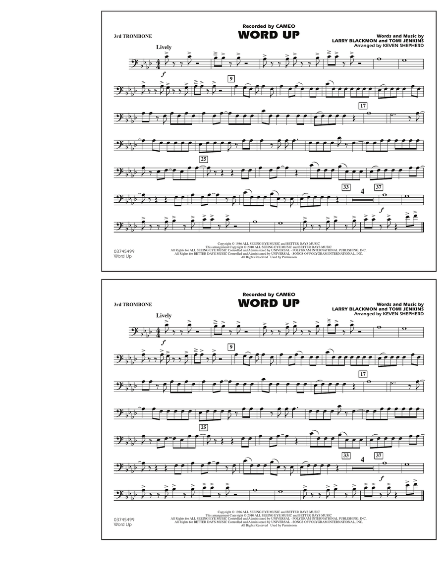 Word Up - 3rd Trombone Marching Band scores gallery preview page 1