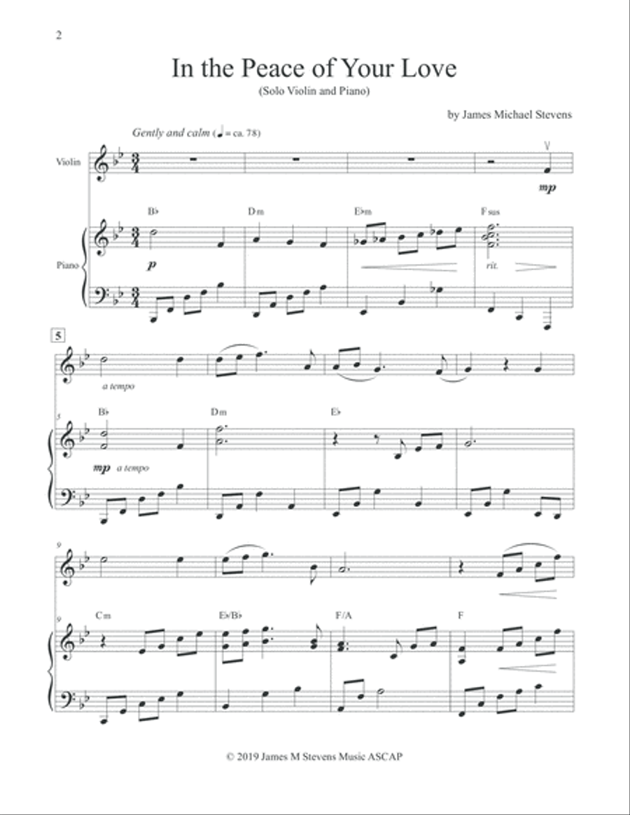 In the Peace of Your Love - Violin & Piano Violin Solo scores gallery preview page 2