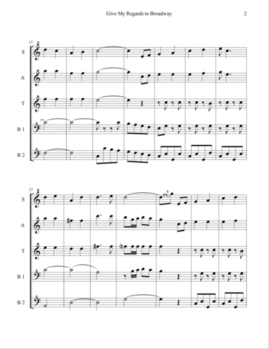 Give My Regards To Broadway for Recorder Quintet Recorder scores gallery preview page 4