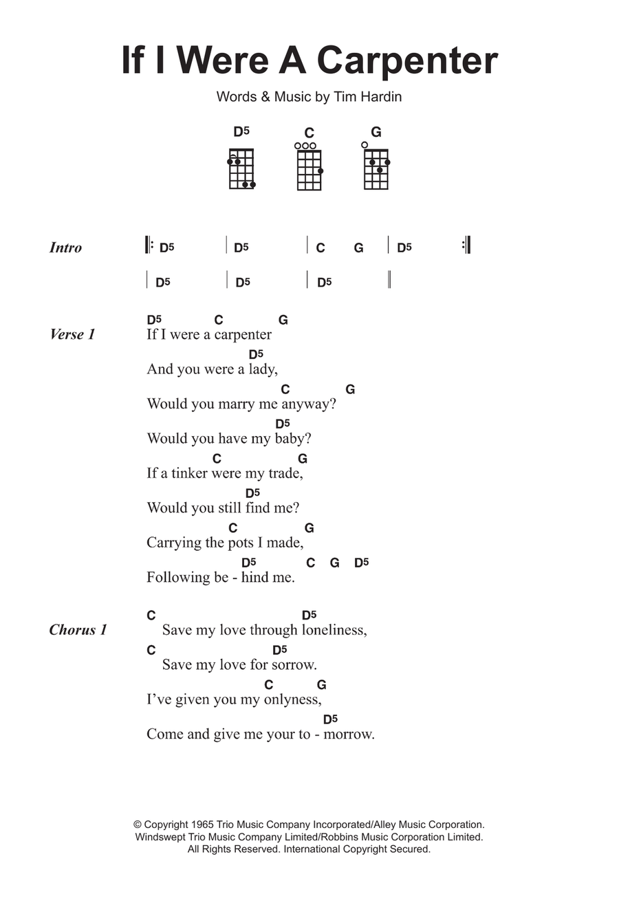 If I Were A Carpenter If I Were A Carpenter Ukulele scores gallery preview page 1