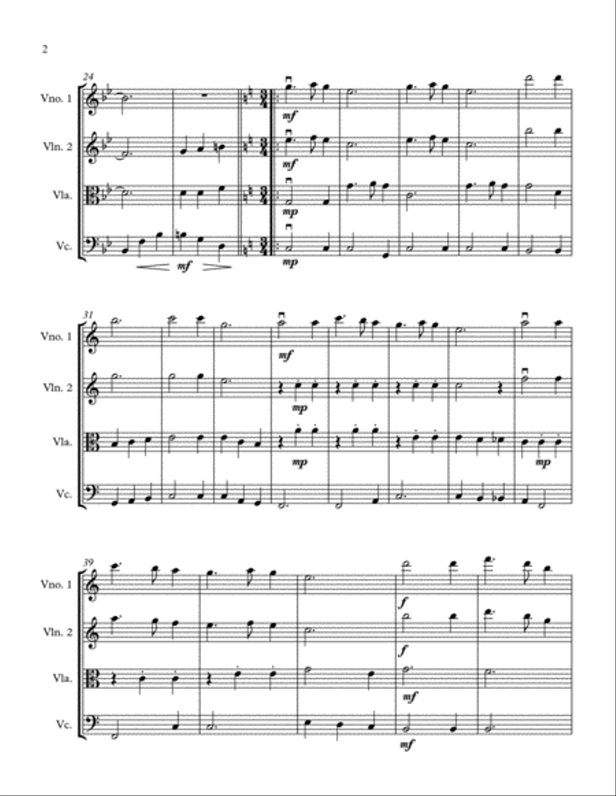 Silent Night for Strings Quartet String Quartet scores gallery preview page 3