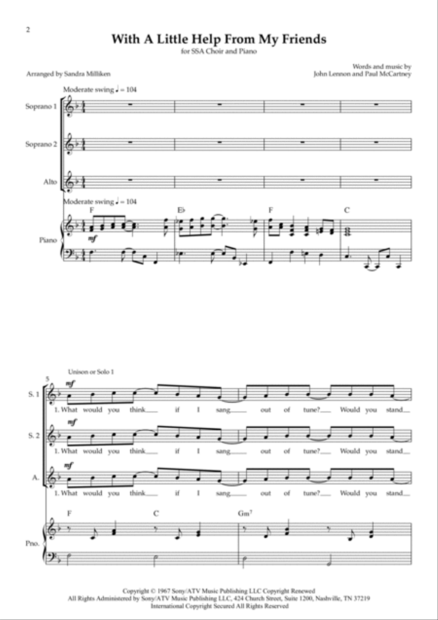 With A Little Help From My Friends SSA scores gallery preview page 2
