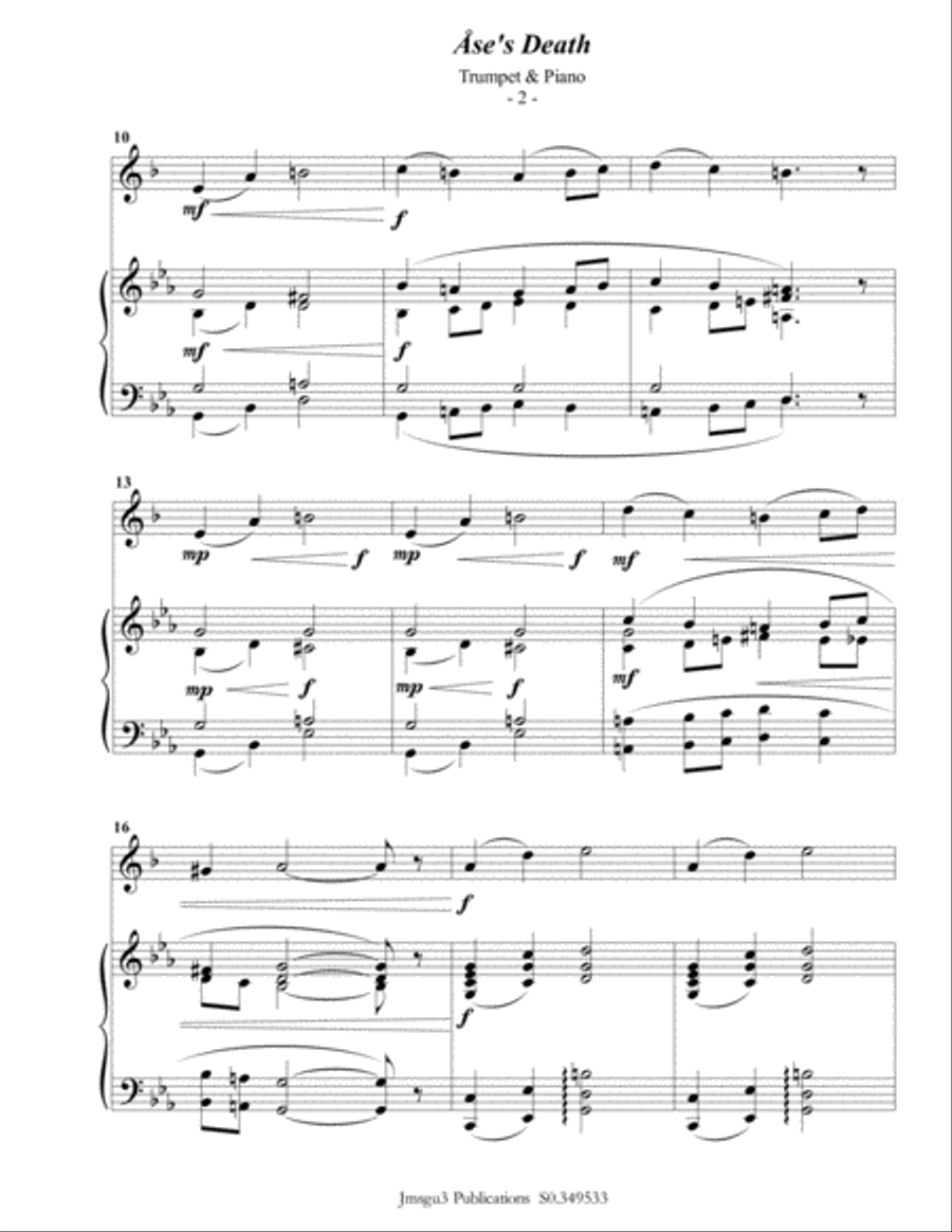 Grieg: Ase's Death from Peer Gynt Suite for Trumpet & Piano B-Flat Trumpet scores gallery preview page 3