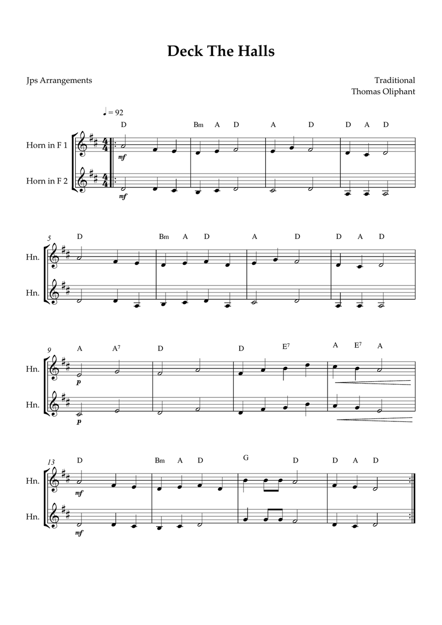6 Easy Christmas Duets for French Horn Brass Duet scores gallery preview page 4
