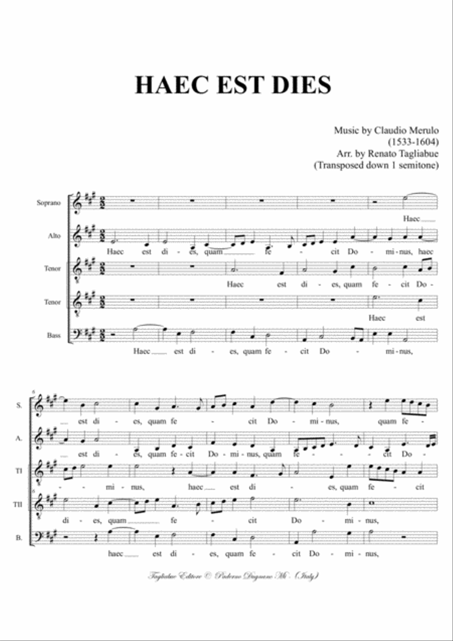 HAEC EST DIES - C. Merulo - For SATTB Choir SATTB scores gallery preview page 2