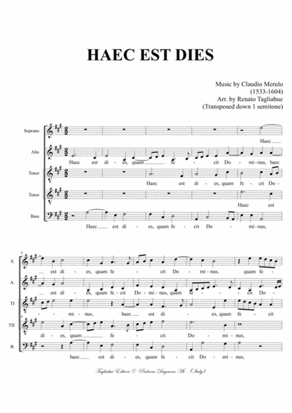 HAEC EST DIES - C. Merulo - For SATTB Choir image number null