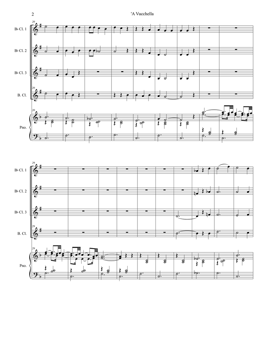 A Vucchella (for Clarinet Choir and Piano) Clarinet Choir scores gallery preview page 3