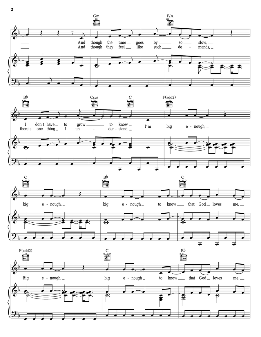 Big Enough Piano, Vocal, Guitar scores gallery preview page 2