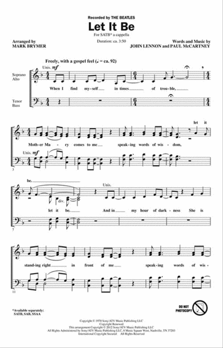 Let It Be 4-Part scores gallery preview page 2