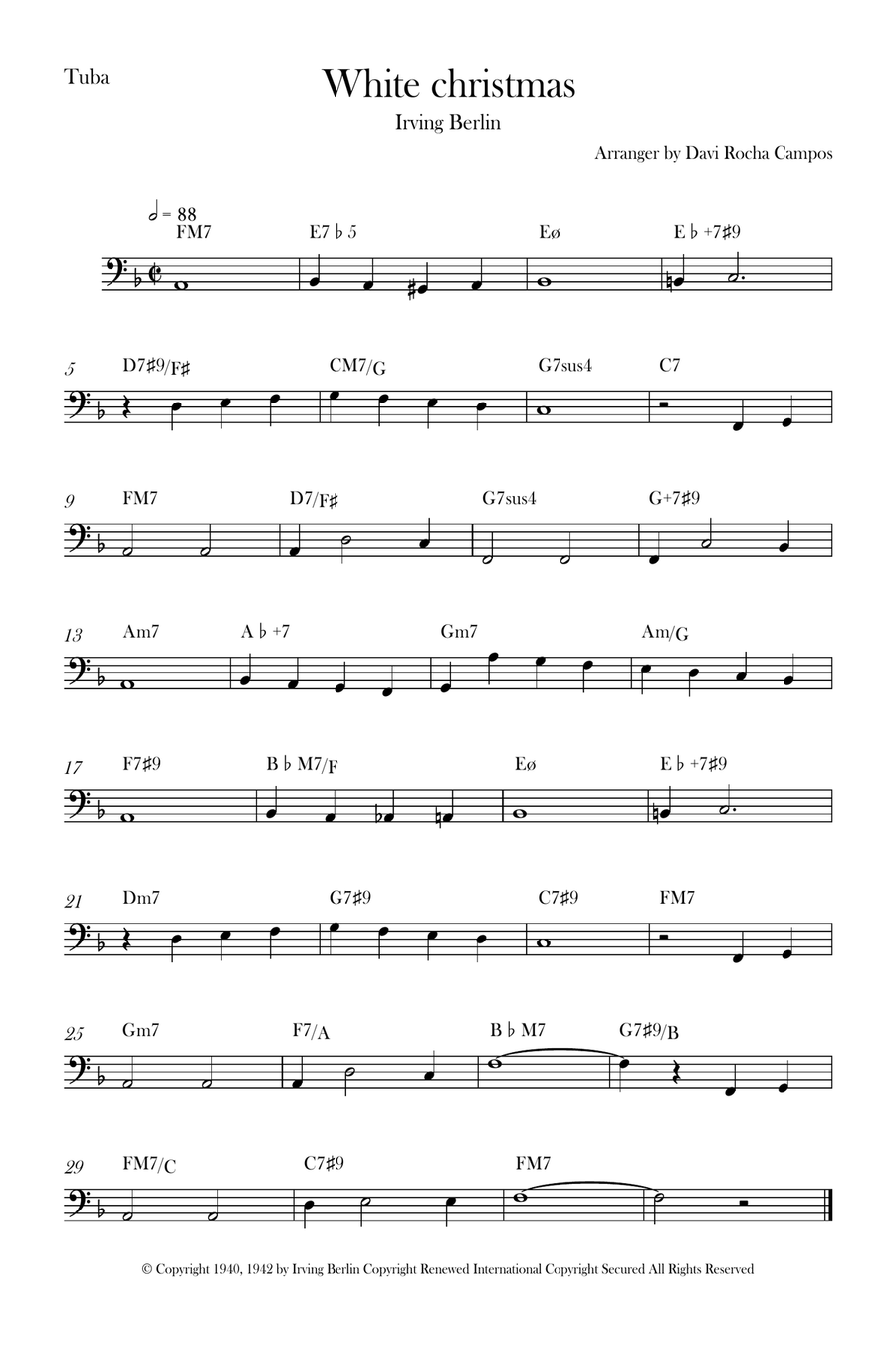 White Christmas White Christmas Tuba scores gallery preview page 1