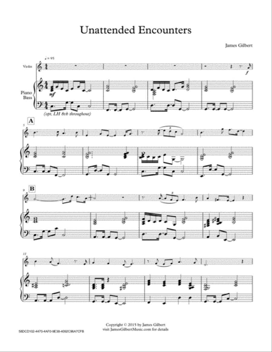 Unattended Encounters Violin Solo scores gallery preview page 1