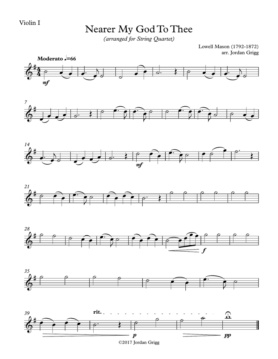 Nearer My God To Thee (String Quartet) Score and Parts image number null