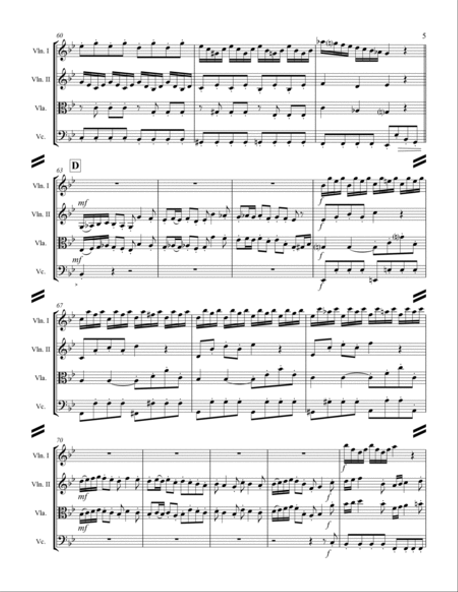Arrival of the Queen of Sheba (for String Quartet) String Quartet scores gallery preview page 6