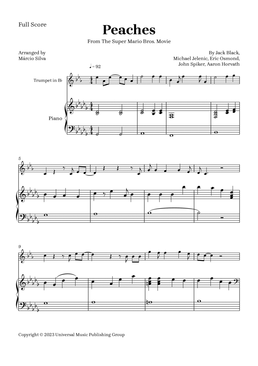Peaches B-Flat Trumpet scores gallery preview page 1