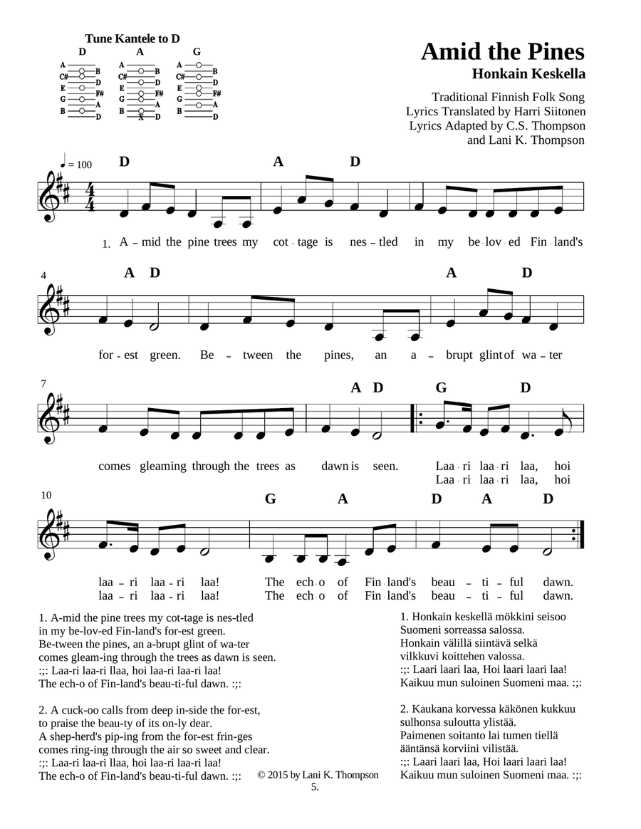 Five Finnish Songs of Land and Heritage with sing-able English and Finnish lyrics Part scores gallery preview page 6