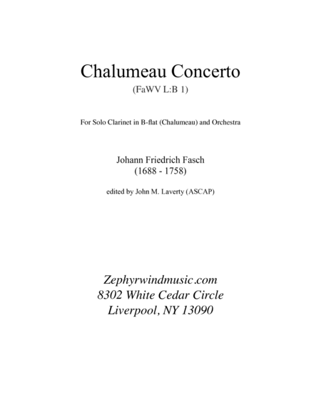 Chalumeau Concerto FaWV L:B 1