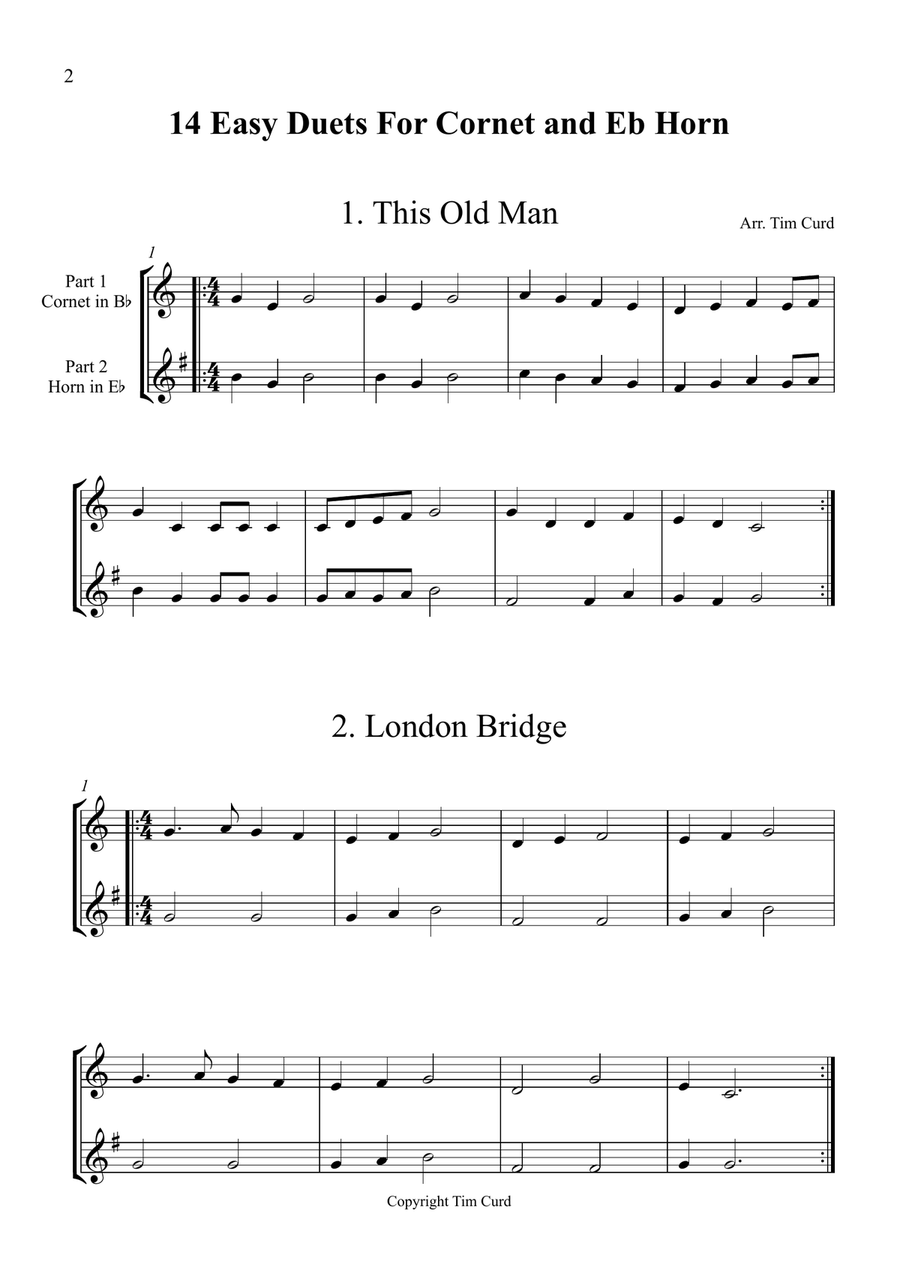14 Easy Duets For Cornet And Eb Horn Brass Duet scores gallery preview page 2