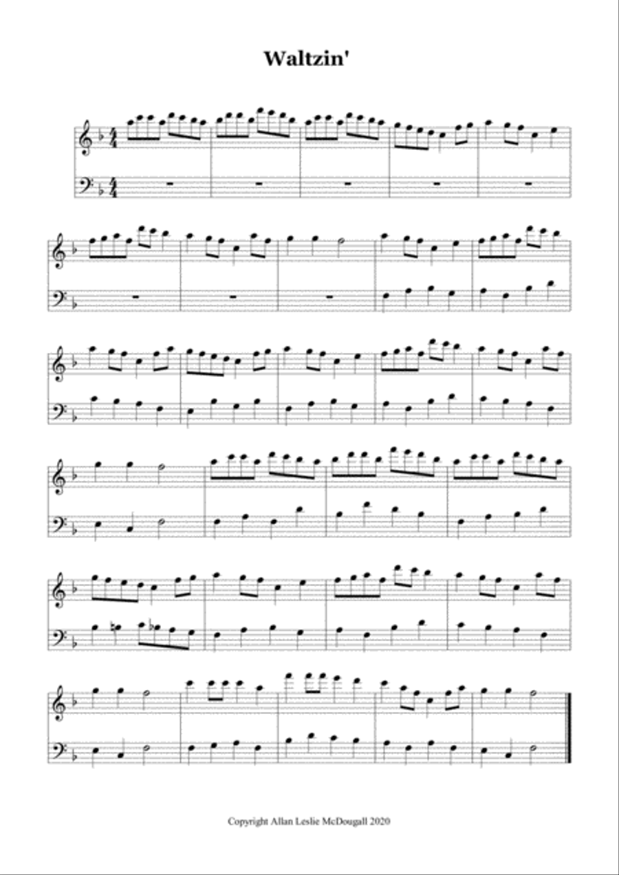 Waltzin' Waltzin' Piano Solo scores gallery preview page 1