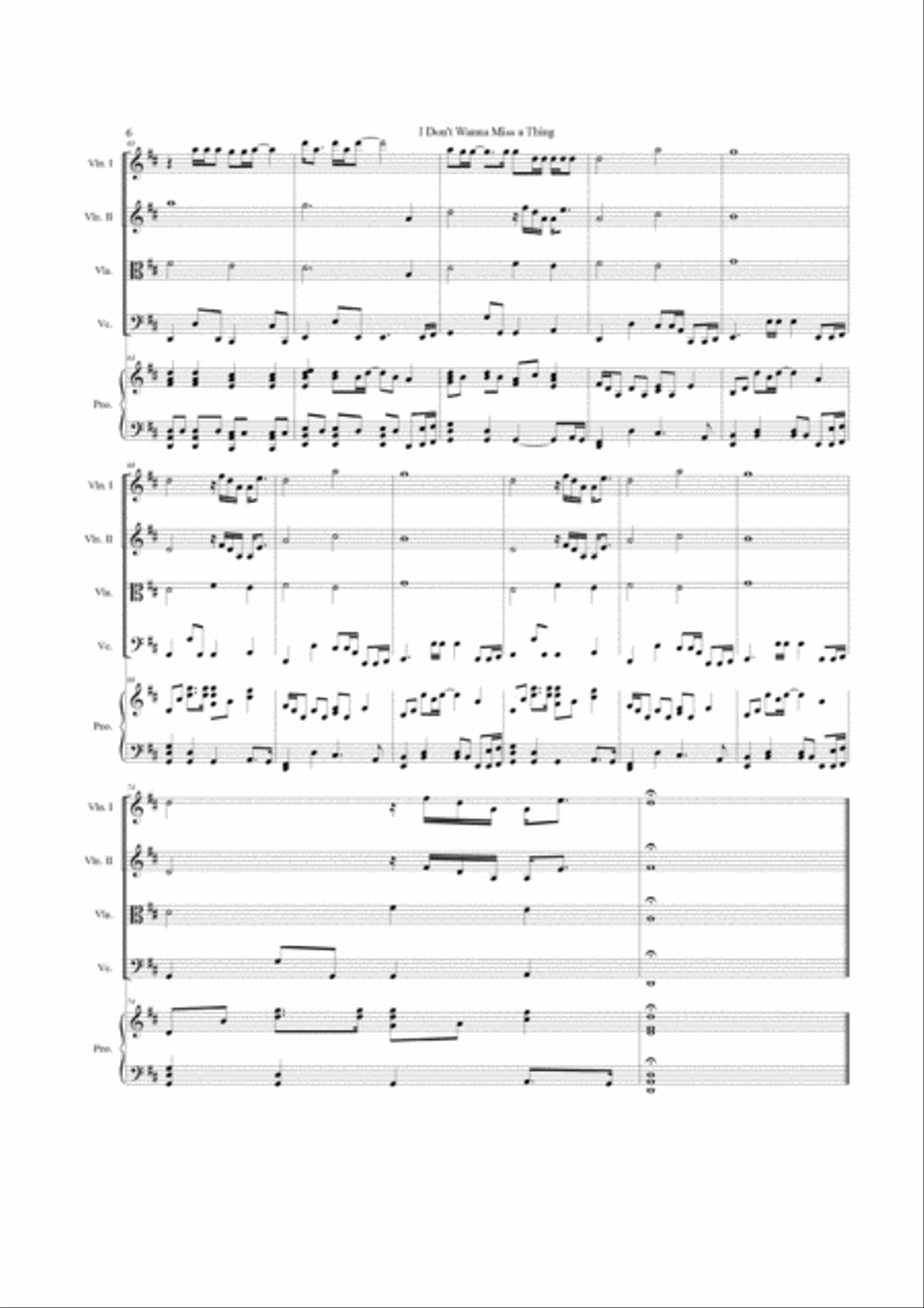I Don't Want To Miss A Thing Piano Quintet scores gallery preview page 6