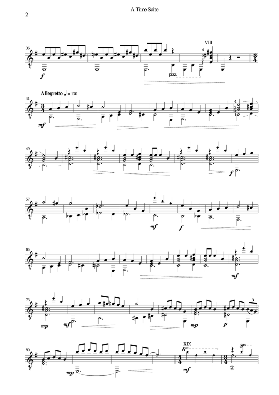 A time suite for guitar solo Classical Guitar scores gallery preview page 2