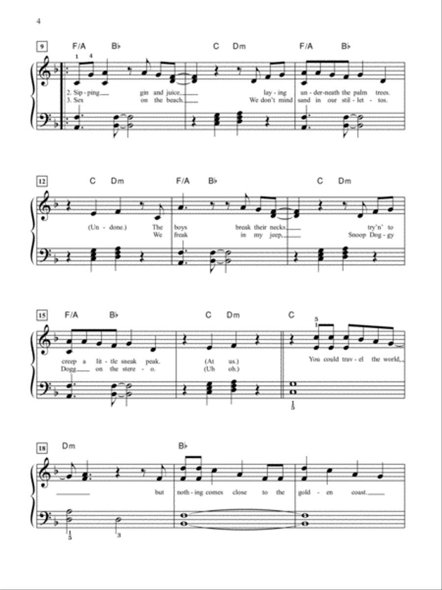 California Gurls Easy Piano scores gallery preview page 2
