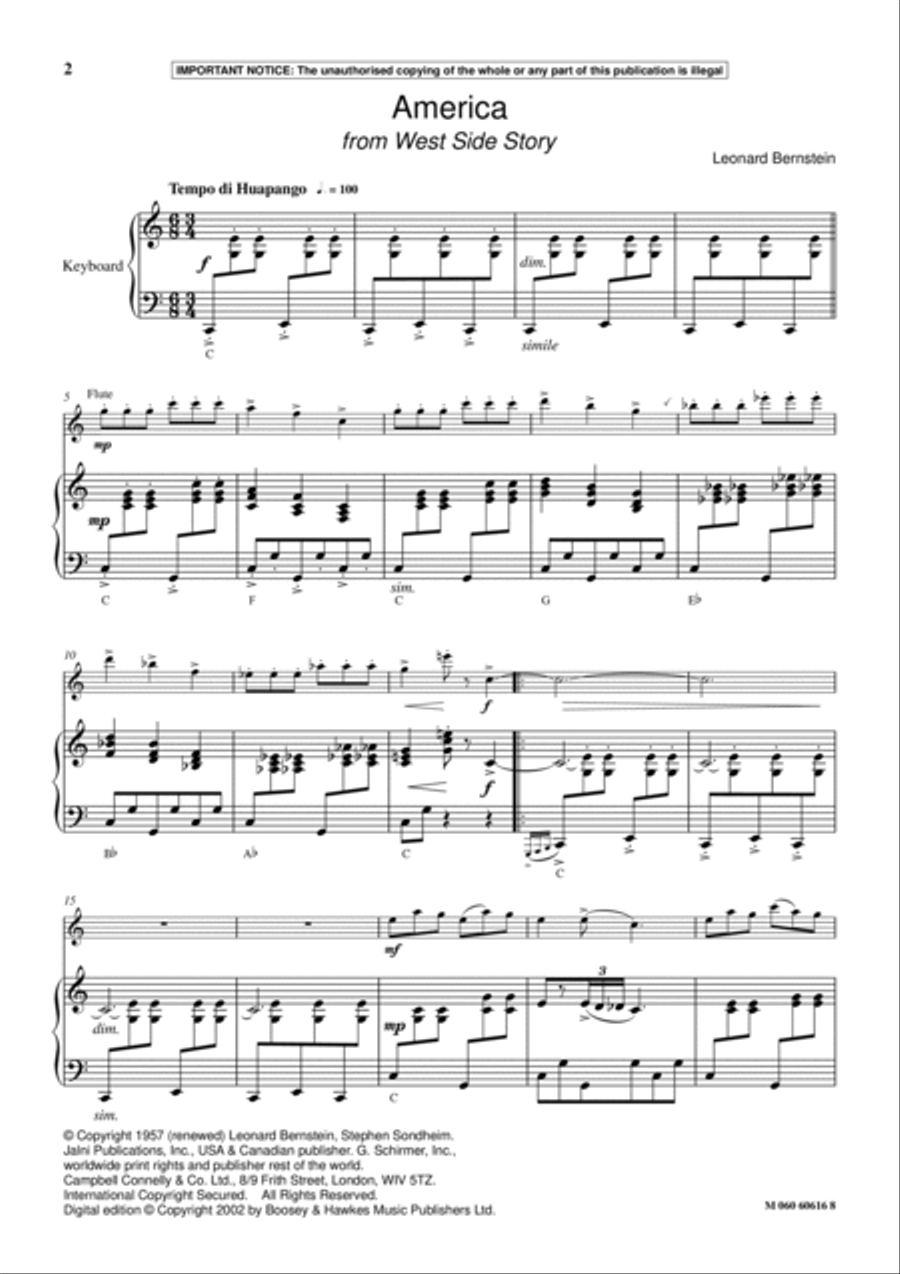 America (from West Side Story) Flute Solo scores gallery preview page 2