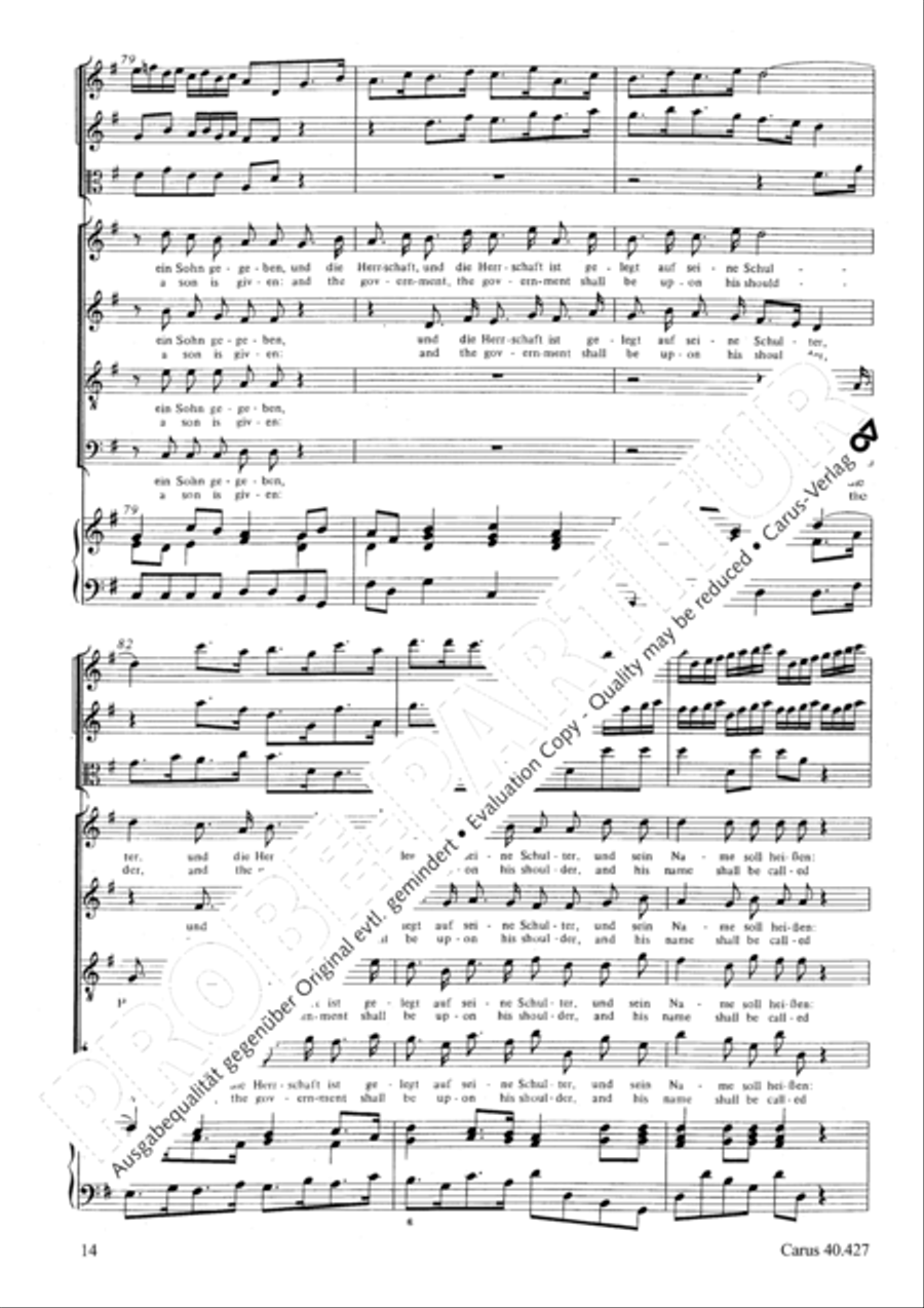 For unto us a child is born (Denn es ist uns ein Kind geboren) 4-Part scores gallery preview page 15