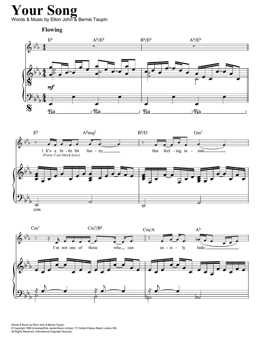 Your Song Acoustic Guitar scores gallery preview page 1