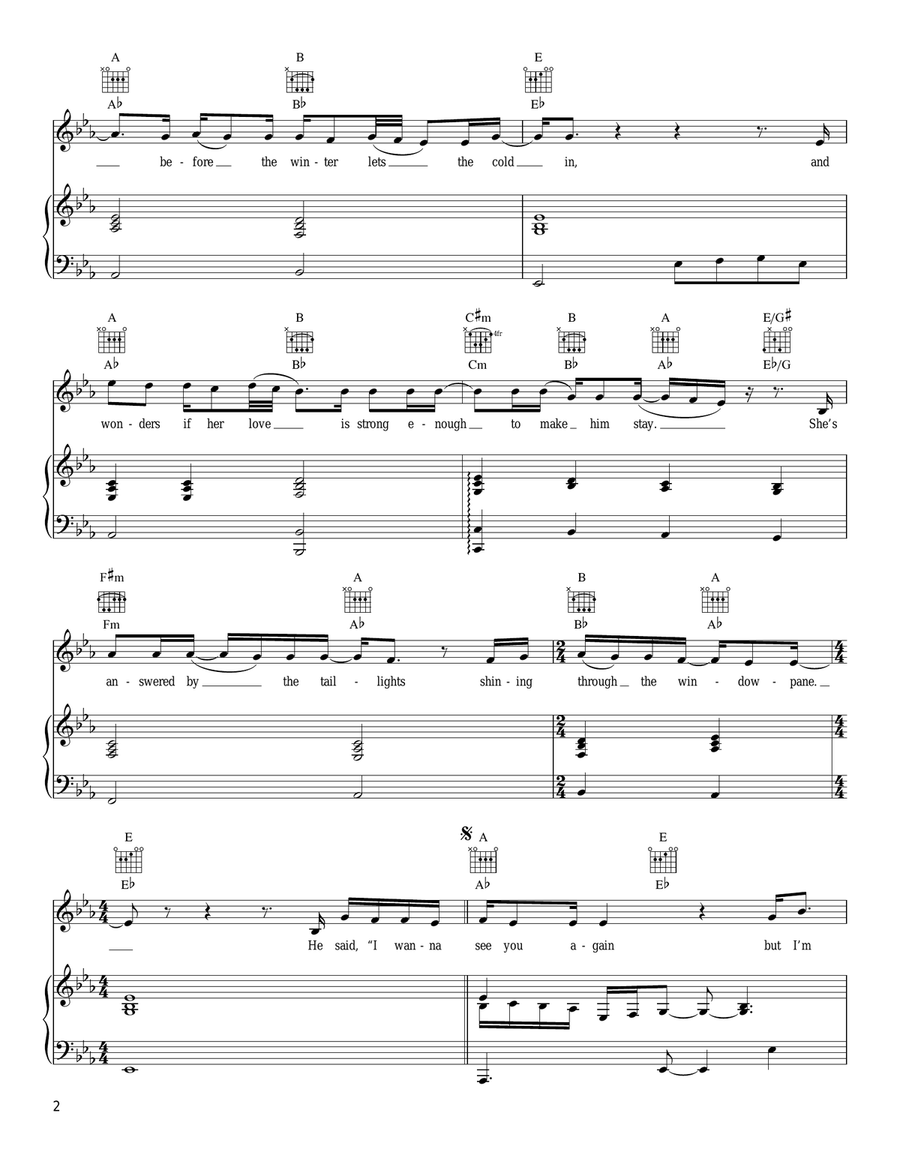 Colder Weather Piano, Vocal, Guitar scores gallery preview page 2