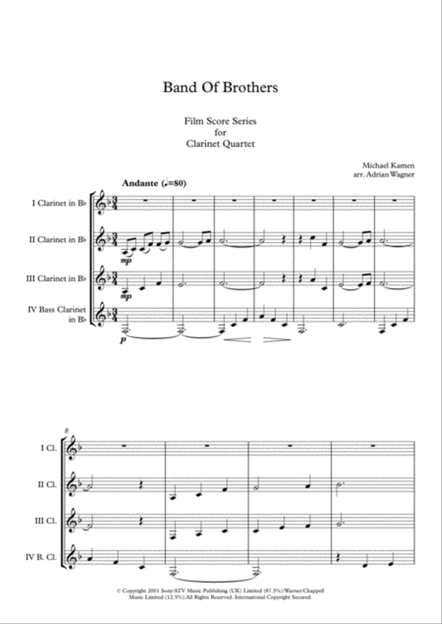 Band Of Brothers - Main Title Clarinet Quartet scores gallery preview page 3
