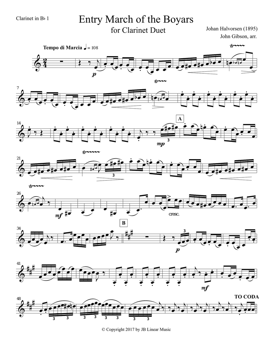 March of the Boyars - Clarinet Duet Clarinet Duet scores gallery preview page 2