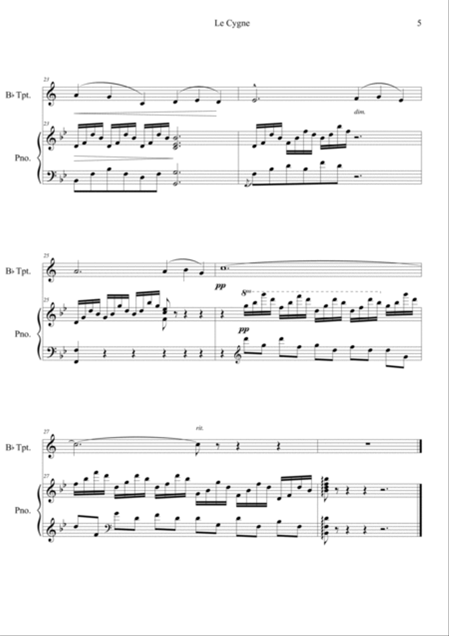 Le Cygne (Le Carnaval des Animaux) in Bb Trumpet Solo scores gallery preview page 5
