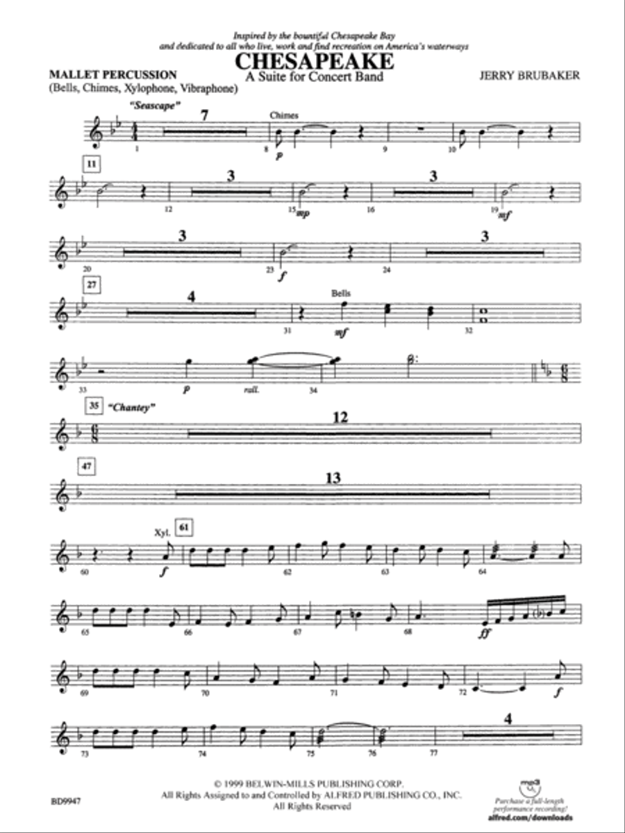 Chesapeake: Mallets Chesapeake: Mallets Concert Band scores gallery preview page 1