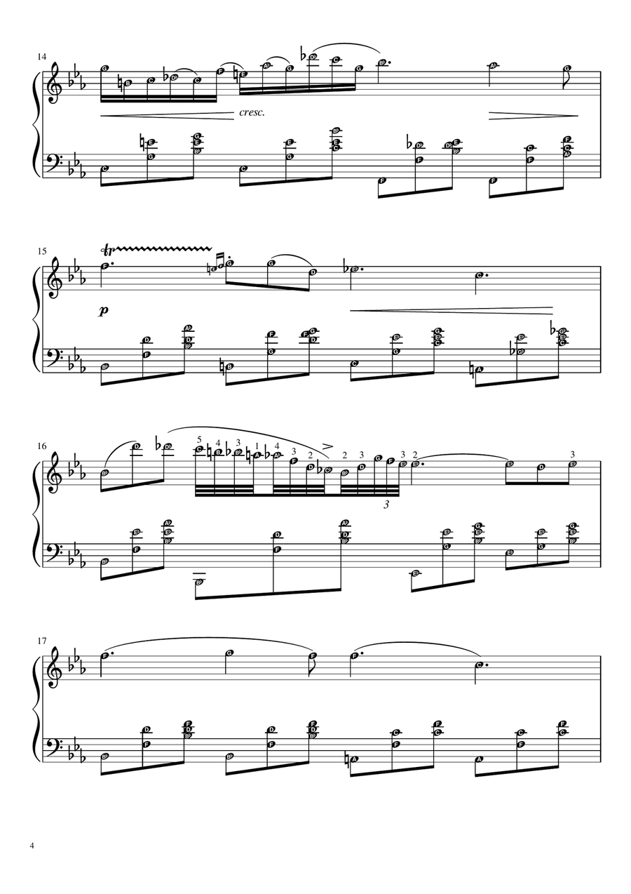 Nocturne Op. 9 No. 2 by Chopin (original with note names) Grade 6 Piano, Vocal scores gallery preview page 4