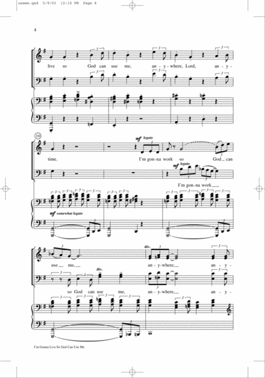 I'm Gonna Live So God Can Use Me 4-Part scores gallery preview page 3