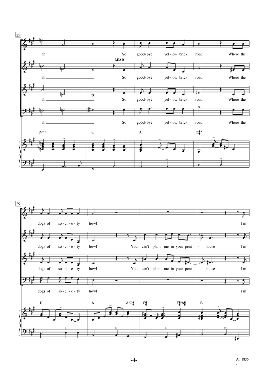 Goodbye Yellow Brick Road 4-Part scores gallery preview page 4