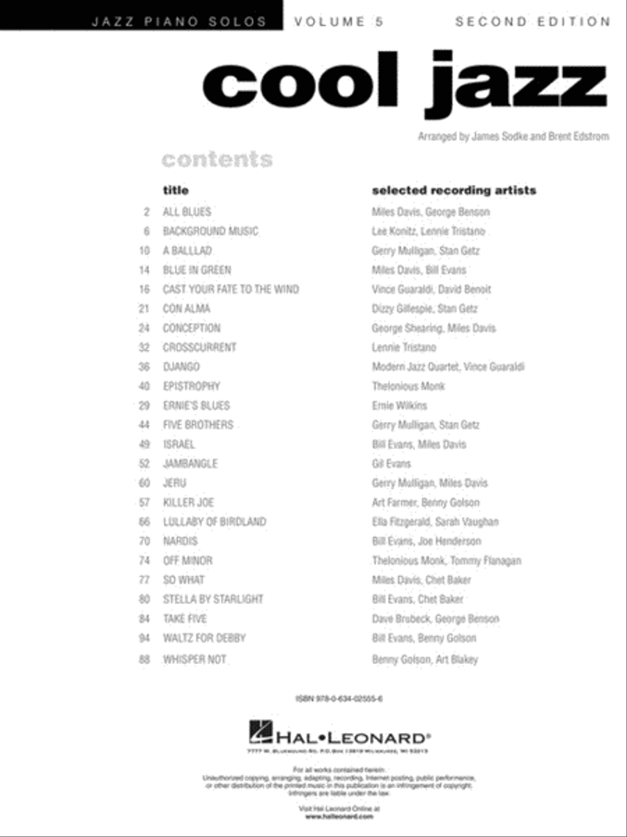 Cool Jazz Piano Solo scores gallery preview page 2