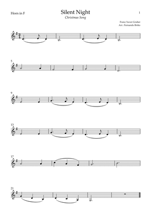 Silent Night (Christmas Song) for Horn in F Solo (C Major)