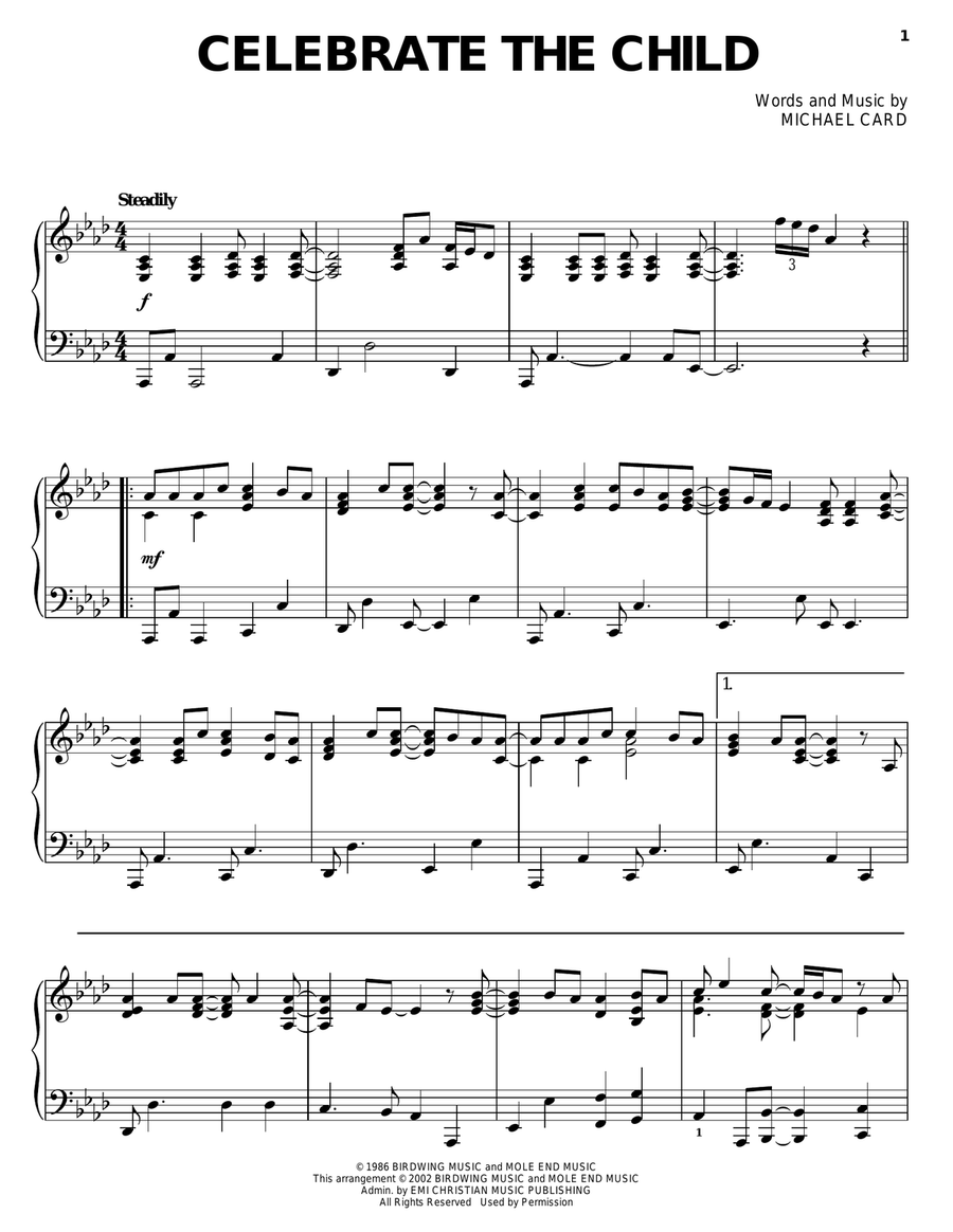 Celebrate The Child Celebrate The Child Piano Solo scores gallery preview page 1