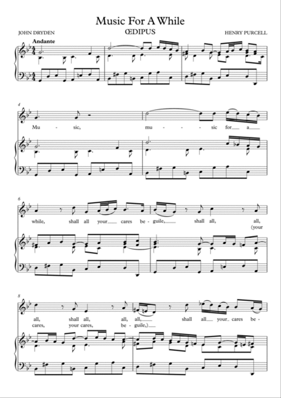 Music for a While (G Minor) Voice scores gallery preview page 2