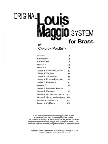 Louis Maggio System for Brass