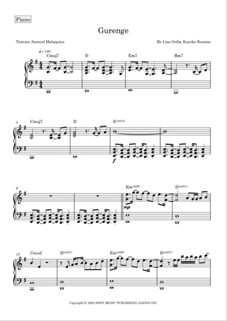 Gurenge Violin Solo scores gallery preview page 5