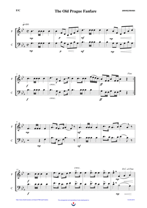 The Old Prague Fanfare (easy brass duet Nb. 1 - F/C)