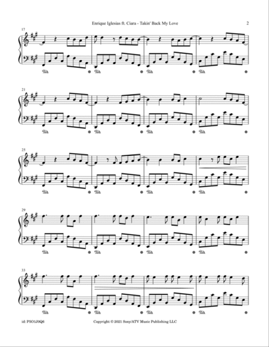 Takin' Back My Love Piano Solo scores gallery preview page 2