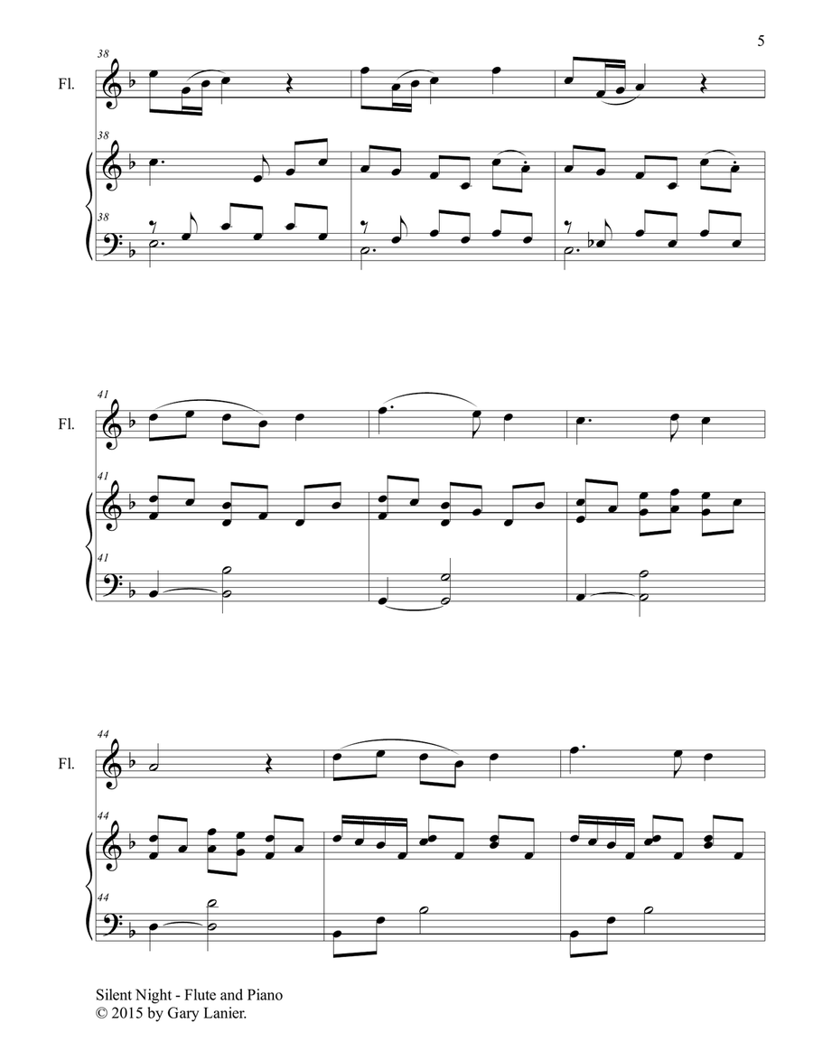 CHRISTMAS FLUTE (6 Christmas songs for Flute & Piano with Score/Parts) Flute Solo scores gallery preview page 6