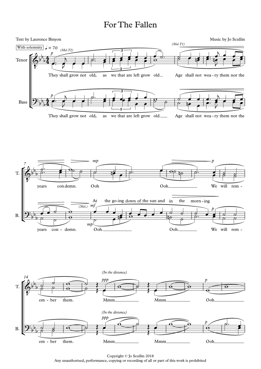 For The Fallen TTBB scores gallery preview page 1