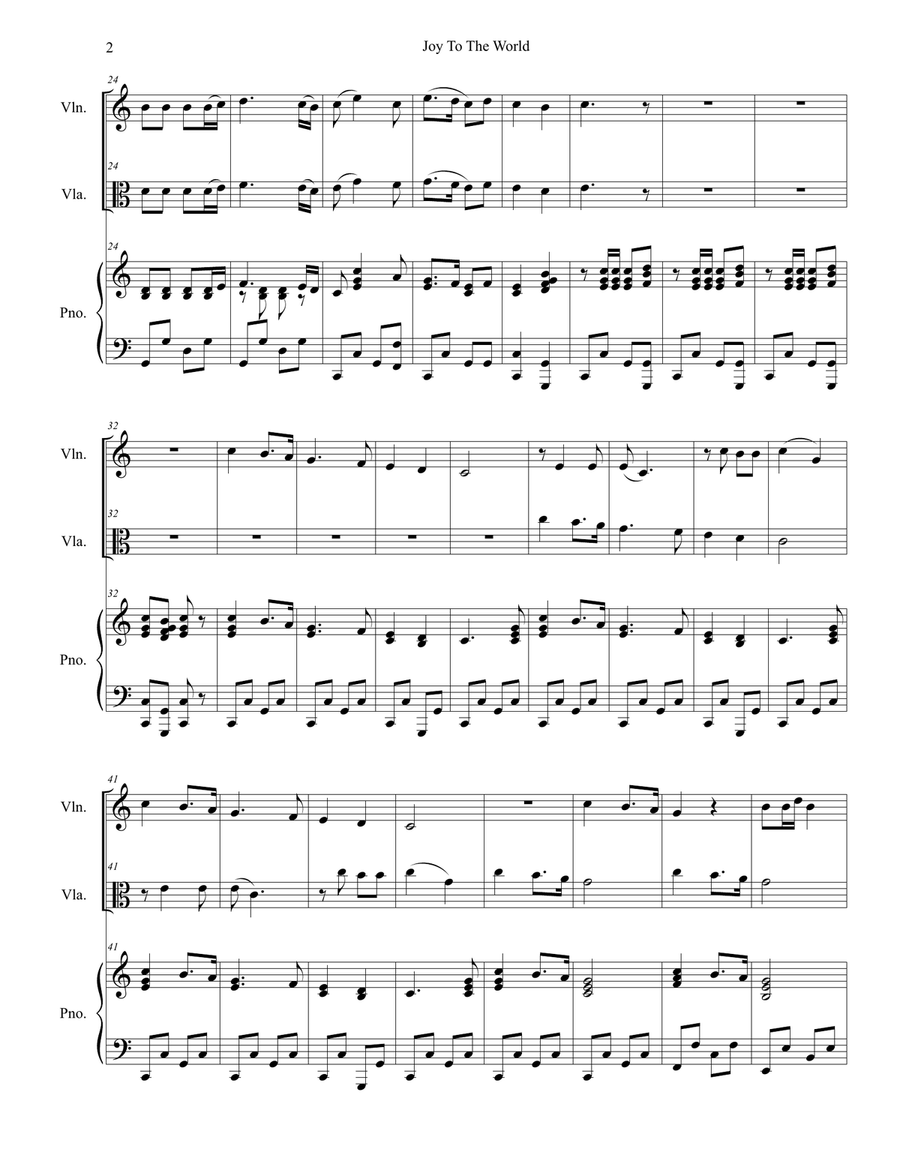 Joy To The World (Duet for Violin and Viola) String Duet scores gallery preview page 3