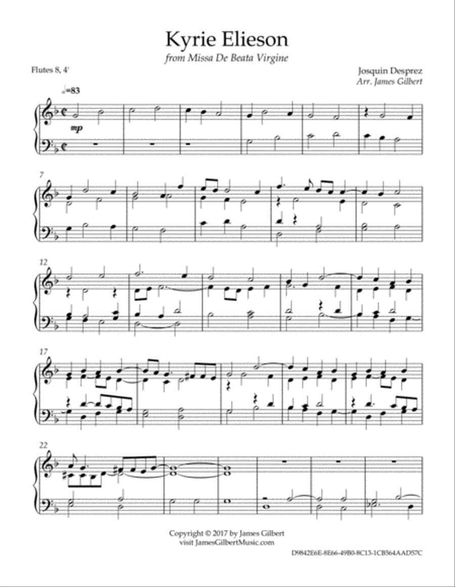 Kyrie Elieson from Missa De Beata Virgine Organ Solo scores gallery preview page 2